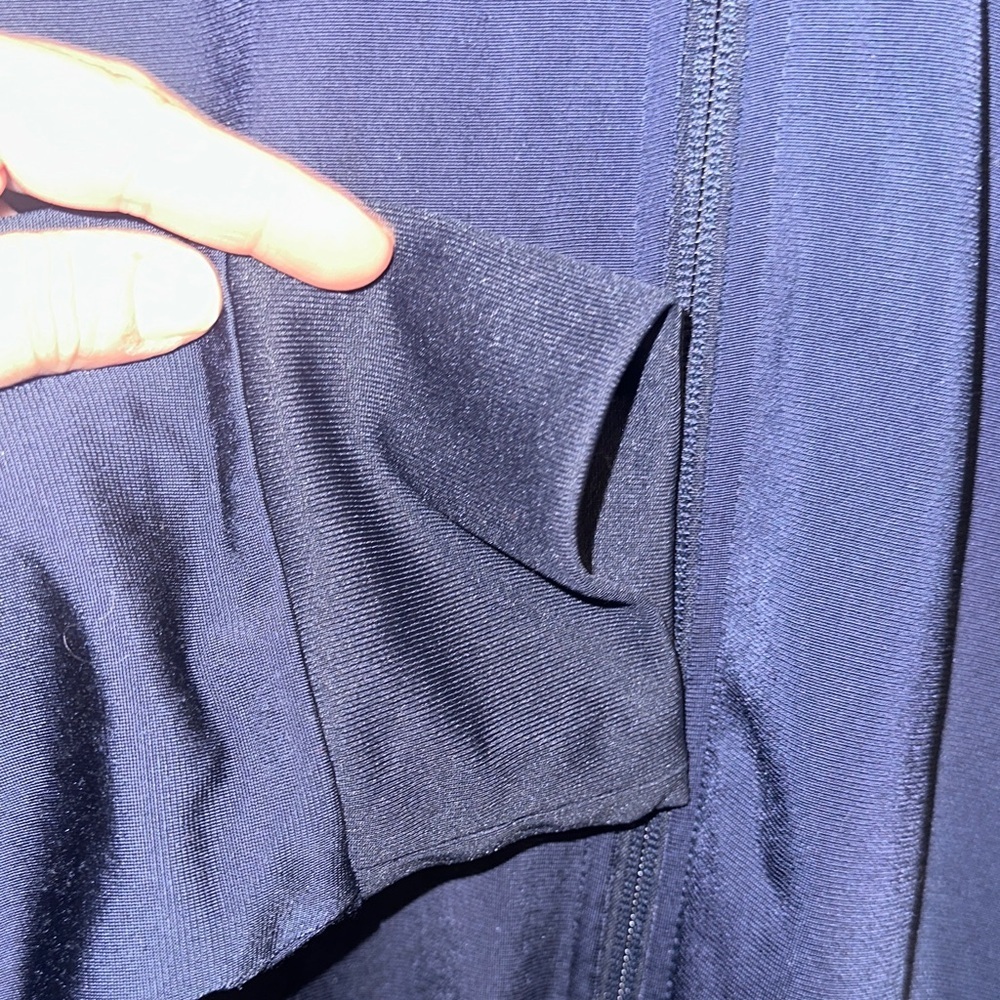Adidas Men's Dark Blue Jacket with White Accents - Picture 3 of 6
